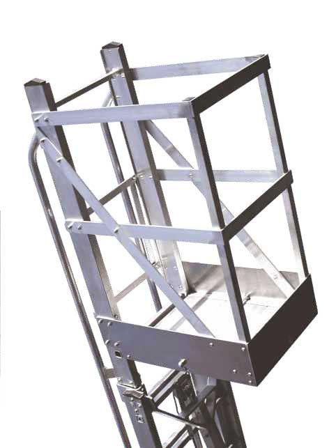 Scala in alluminio verticale con base e piano di lavoro allungabile con argano 2 x 12 particolare della piattaforma di stazionamento