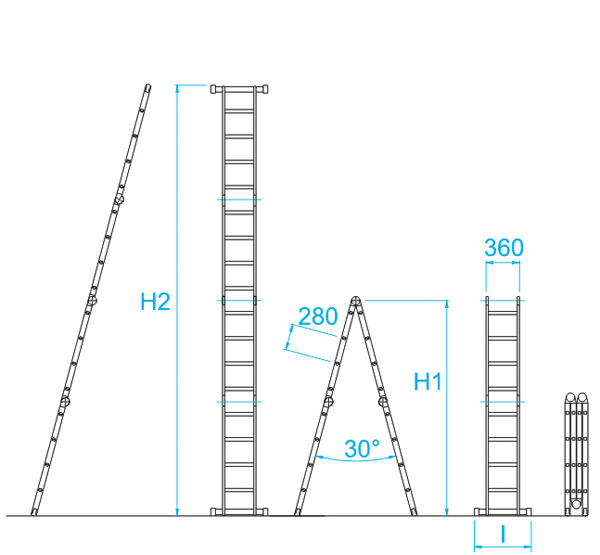 Scale telescopiche in acciaio misure