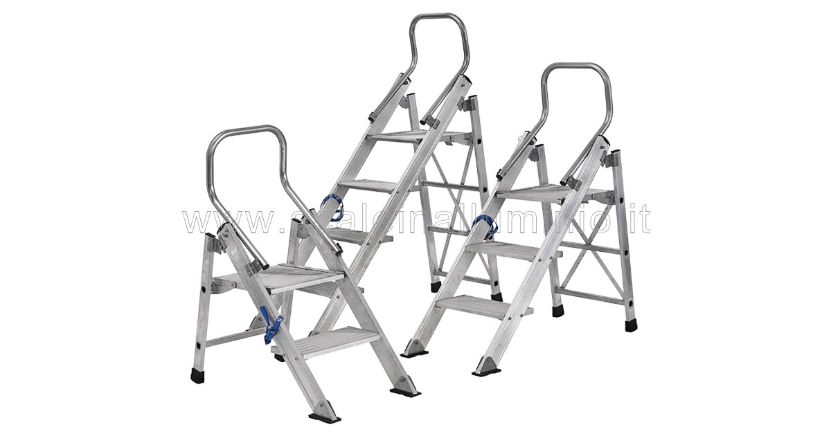 Scala Domestica in Alluminio Monica 4 Gradini H Piattaforma 0,92 mt Scala Domestica in Alluminio Monica 4 Gradini H Piattaforma 0,92 mt