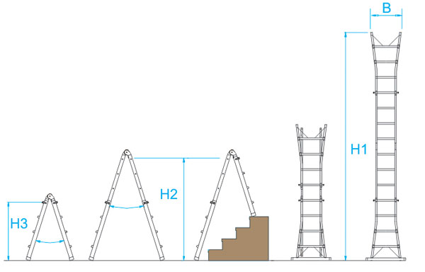 Scale telescopiche in acciaio misure