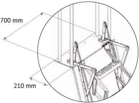 Piastra di fissaggio per scala retrattile per soppalchi con misure