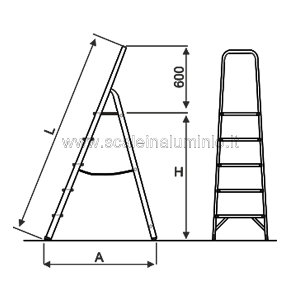 Scala in alluminio 5 gradini Y 1,13 metri di altezza utile — Azulejossola