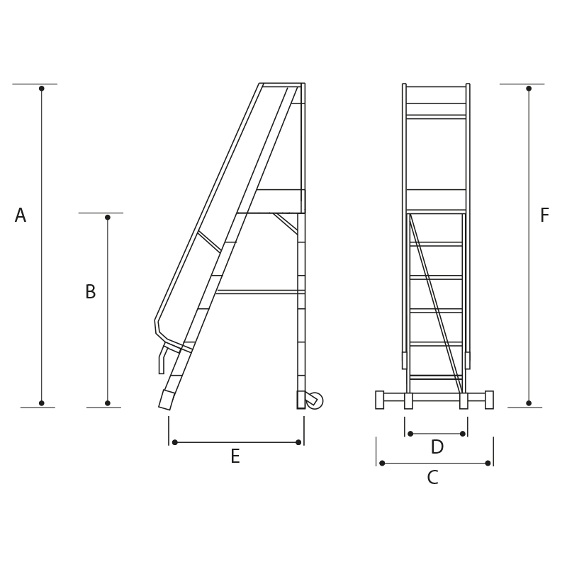 Scala in alluminio professionale a compasso 5 gradini