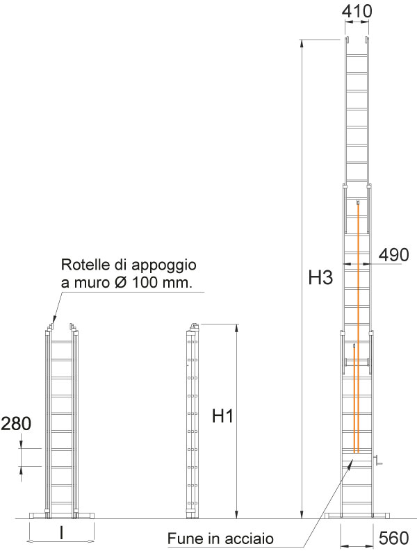 Scale con argano al-ko manovella 3 x 14 gradini