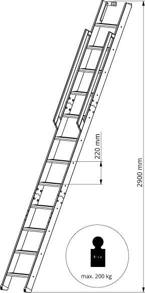 Scale per soppalchi richiudibili 12 gradini