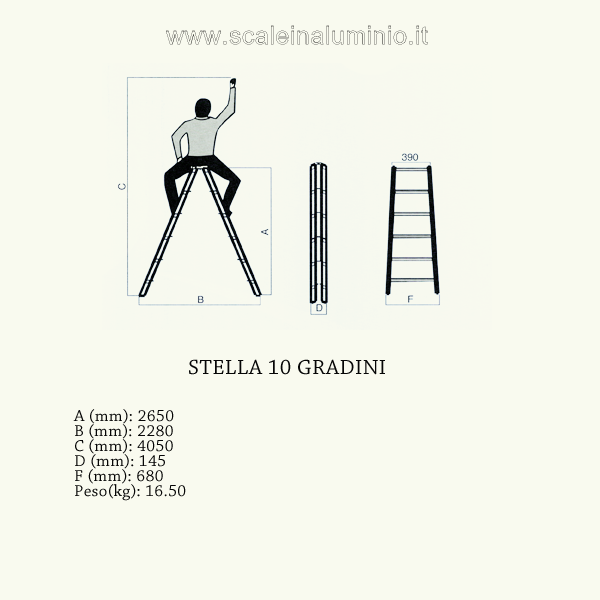 Scala stella 10 gradini scale in alluminio