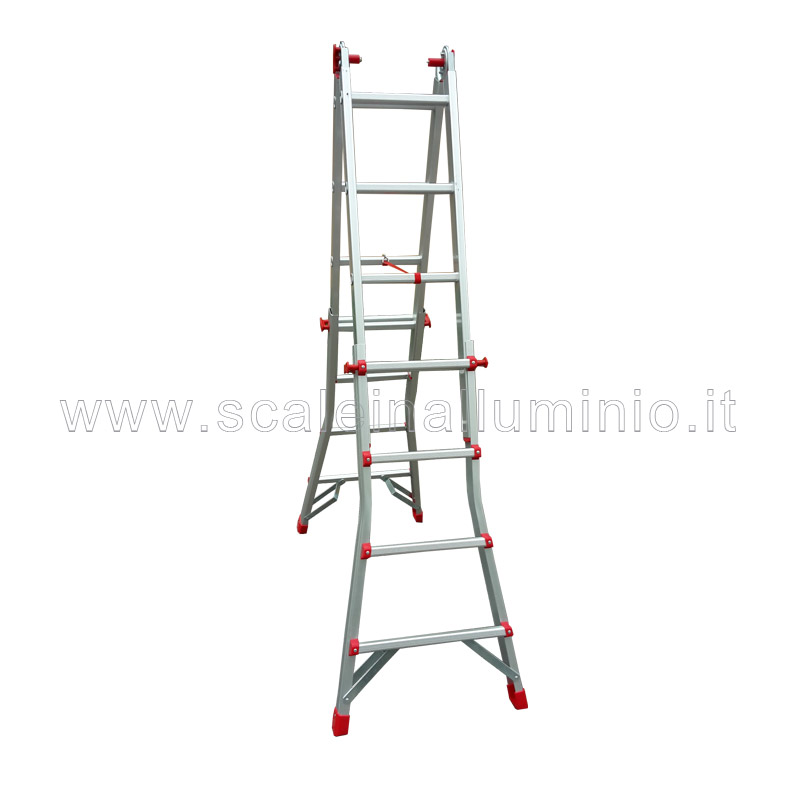 Scala in Alluminio Telescopica Professionale Pieghevole 4+4 Gradini 4,10mt