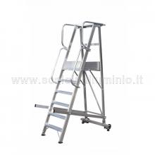 Scale a castello in alluminio con certificato DL 81 - 5 gradini
