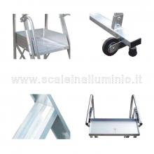 Scale a castello in alluminio con certificato EN 131-7 - 4 gradini particolari