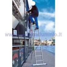 Scala componibile multiposizione in alluminio 2 x 18 aperta a cavalletto Scala componibile multiposizione in alluminio 2 x 18 aperta a cavalletto
