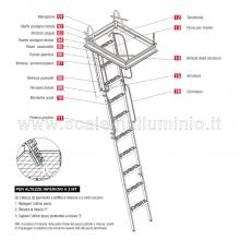 Scale retrattili per soffitte e sottotetti rigida 60/70 x 120 disegno con misure