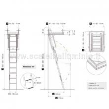 Scale retrattili per soffitte e sottotetti rigida 60 x 110 disegno con ingombri