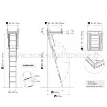 Scale retrattili per soffitte e sottotetti rigida 60/70 x 100 disegno con ingombri