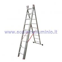 Scala in alluminio componibile allungabile 3 rampe 9 gradini posizione cavalletto Scala in alluminio componibile allungabile 3 rampe 9 gradini posizione cavalletto