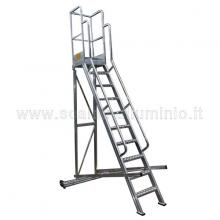 Scala a castello in alluminio 9 gradini pieghevole con ingombri ridotti
