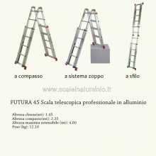 scala in alluminio telescopica doppia salita 4 + 5