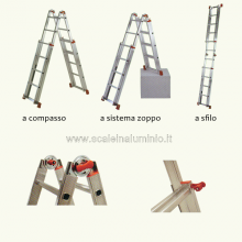 scala in alluminio telescopica doppia salita 4 + 5 particolari snodi