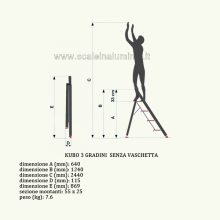 Sgabello in alluminio 3 gradini senza vaschetta misure Sgabello in alluminio 3 gradini senza vaschetta misure