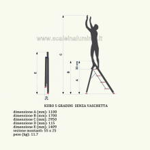 Sgabello in alluminio 5 gradini senza vaschetta misure