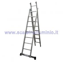 Scala componibile in alluminio 2 x 8 con con barra regolabile