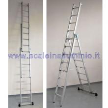 Scala componibile in alluminio 3 x 14 a compasso ed a sfilo