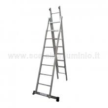 Scala con fune 2 rampe 12 gradini base regolabile utilizzo a sfilo e a cavalletto Scala con fune 2 rampe 12 gradini base regolabile utilizzo a sfilo e a cavalletto