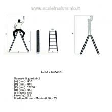 Scala in alluminio a doppia salita professionale 2 gradini misure Scala in alluminio a doppia salita professionale 2 gradini misure
