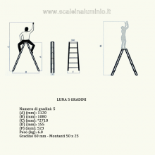 Scala in alluminio a doppia salita professionale 5 gradini misure Scala in alluminio a doppia salita professionale 5 gradini misure