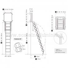 Scale retrattili a parete per soffitte e sottotetti oppure soppalchi 50 x 100 325 cm  misure d'ingombro
