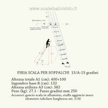 scale in alluminio - Scala piria 15 gradini con prolunga scale in alluminio - Scala piria 15 gradini con prolunga