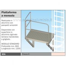 piattaforma a mensola per scala con gabbia di protezione