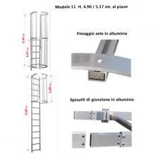 Scala con gabbia di protezione modulare n°11 particolari
