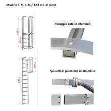 Scala con gabbia di protezione modulare n°9 particolari Scala con gabbia di protezione modulare n°9 particolari