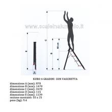 Sgabello in alluminio 4 gradini senza vaschetta misure Sgabello in alluminio 4 gradini senza vaschetta misure