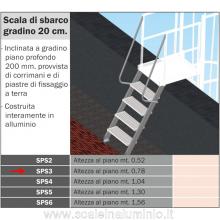 Scala di sbarco gradino 20 cm H. piano 0.78 mt. per scale modulari con gabbia 