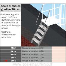 Scala di sbarco gradino 20 cm H. piano 1.56 mt. per scale modulari con gabbia Scala di sbarco gradino 20 cm H. piano 1.56 mt. per scale modulari con gabbia