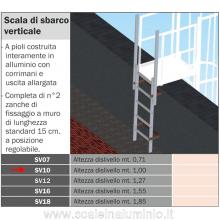 Scala di sbarco verticale 1 mt. per scale modulari con gabbia di protezione