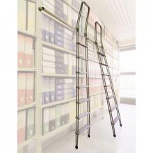 Scale con ganci in alluminio 9 gradini in appoggio a libreria aperta e chiusa