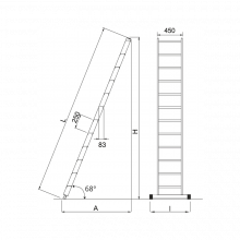 Scala per soppalchi in alluminio 450 mm 11 gradini senza prolunga misure Scala per soppalchi in alluminio 450 mm 11 gradini senza prolunga misure