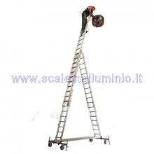 Scala in alluminio semiverticale su ruote 3 x 20 gradini - altezza utile di lavoro 7 mt.