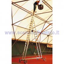 Scala in alluminio semiverticale su ruote 3 x 20 gradini - scala in opera