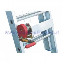 Scala in alluminio verticale con base e piano di lavoro allungabile con argano 2 x 12 - argano professionale con frizione salita-discesa
