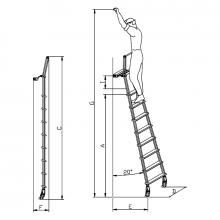 Scale scorrevoli scorrimento frontale su ruote 5 gradini misure