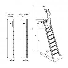 Scale scorrevoli su ruote scorrimento frontale 8 gradini misure Scale scorrevoli su ruote scorrimento frontale 8 gradini misure
