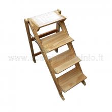 Sgabello 4 gradini in legno faggio non verniciato vista di lato Sgabello 4 gradini in legno faggio non verniciato vista di lato