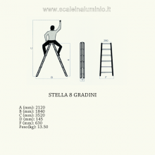 Scala stella 8 gradini scale in alluminio disegno