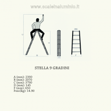 Scala stella 9 gradini scale in alluminio disegno Scala stella 9 gradini scale in alluminio disegno