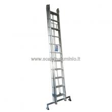 Scala in alluminio con fune professionale 2 x 16 gradini Scala in alluminio con fune professionale 2 x 16 gradini