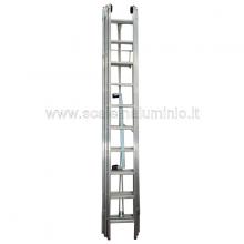 Scala in alluminio con fune professionale 3 rampe x 16 gradini chiusa