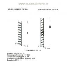 Scala in alluminio con fune professionale 2 x 16 gradini misure Scala in alluminio con fune professionale 2 x 16 gradini misure